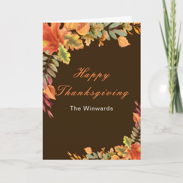 Cartes Pour Fêtes Annuelles Rustic Autumn Fall Leaves Thanksgiving Party (Devant)