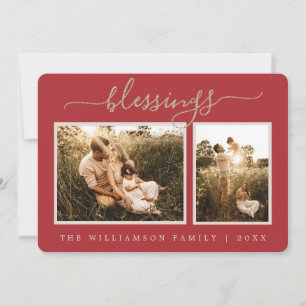 Cartes Pour Fêtes Annuelles Rustic Berries Sprig Photo Holiday Card