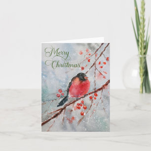 Cartes Pour Fêtes Annuelles Rustic Bird hiver Joyeux Noël