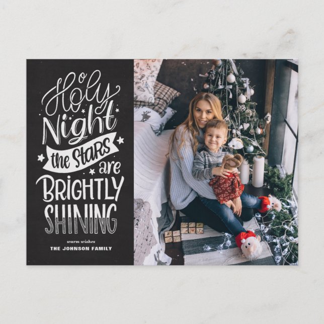 Cartes Pour Fêtes Annuelles Rustic Chalkboard O Holy Night Lyrics Christmas (Devant)