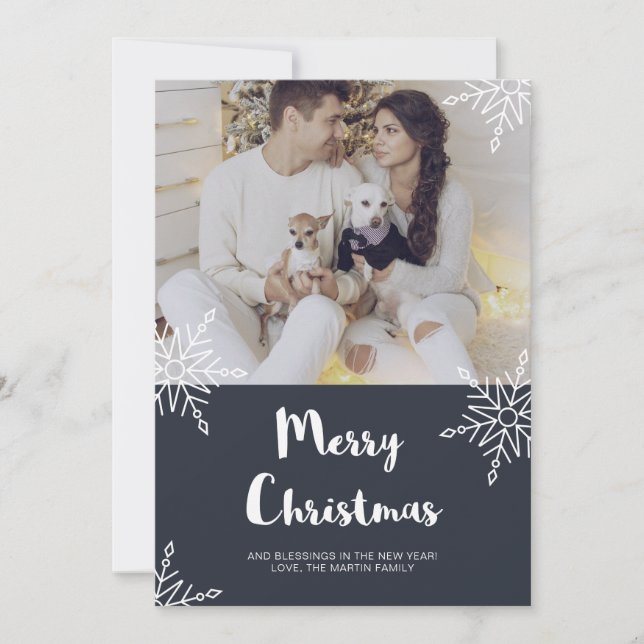 Cartes Pour Fêtes Annuelles Rustic Chic Snowflakes avec photo (Devant)