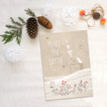 Cartes Pour Fêtes Annuelles Rustic Christmas House in Snow<br><div class="desc">Modern hand-drawn cute and cozy Christmas house snow and stars minimalist illustration on craft paper</div>