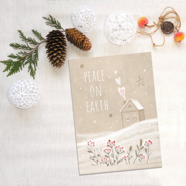 Cartes Pour Fêtes Annuelles Rustic Christmas House in Snow (Créateur téléchargé)