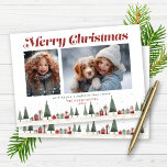 Cartes Pour Fêtes Annuelles Rustic Christmas Trees Photo de vacances<br><div class="desc">Mini-Vintage rétro Arbres de Noël Cadeaux Photo de Noël de vacances Carte de Noël avec 2 de vos photos préférées et notre typographie moderne et pourtant rétro à la mode! Souhaitez à vos amis et à votre famille une saison de vacances joyeuse avec cette carte délicieuse! Veuillez nous contacter à...</div>