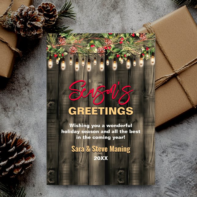 Cartes Pour Fêtes Annuelles Rustic Country Noël verdure Salutation de vacances (Créateur téléchargé)