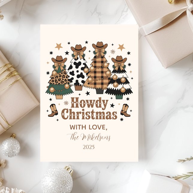 Cartes Pour Fêtes Annuelles Rustic Cowgirl Howdy Western Christmas (Créateur téléchargé)