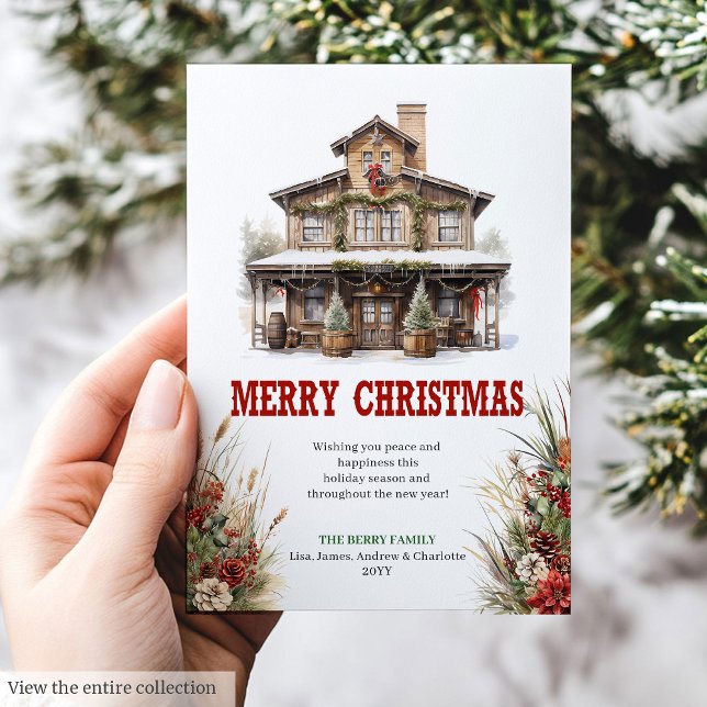 Cartes Pour Fêtes Annuelles Rustic farmhouse Christmas greeting card printable (Rustic farmhouse Christmas greeting card printable

)