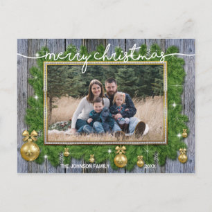 Cartes Pour Fêtes Annuelles Rustic Gold Famille Portrait