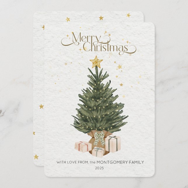 Cartes Pour Fêtes Annuelles Rustic Green Christmas Tree Holiday Card (Devant / Derrière)