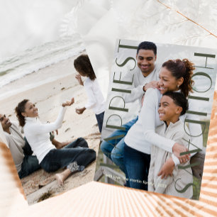 Cartes Pour Fêtes Annuelles Rustic Green Deux Photo Les Fêtes Les Plus Heureus