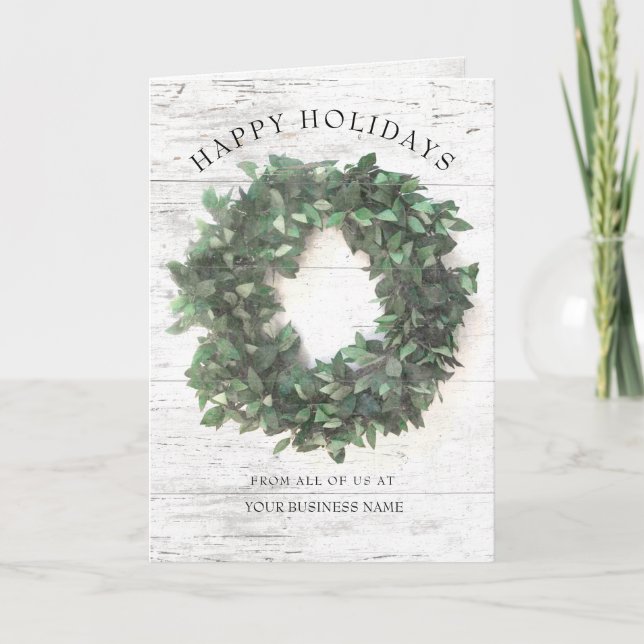 Cartes Pour Fêtes Annuelles Rustic Greenery Wreath Entreprise (Devant)