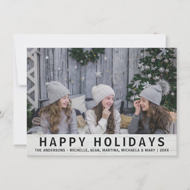 Cartes Pour Fêtes Annuelles Rustic Grey Bois Noël Joyeux Vacances PHOTO (Devant)