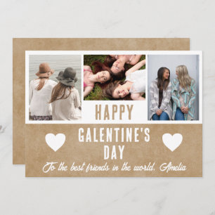 Cartes Pour Fêtes Annuelles Rustic Heart Galentine's Day Friends 3 Photo