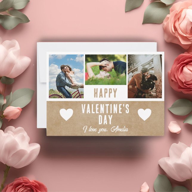 Cartes Pour Fêtes Annuelles Rustic Heart Valentine's Day Boyfriend 3 Photo (Créateur téléchargé)
