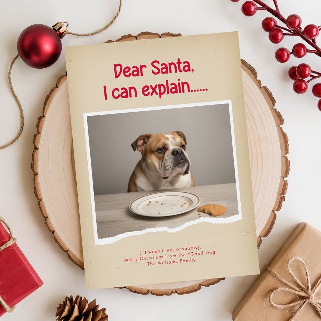 Cartes Pour Fêtes Annuelles Rustic Humorous Funny Bulldog Pet Photo Christmas (Créateur téléchargé)