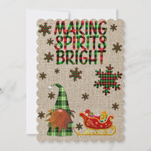 Cartes Pour Fêtes Annuelles Rustic Making Spirits Bright Christmas Gnome (Devant)