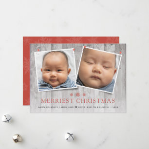 Cartes Pour Fêtes Annuelles Rustic Merriest Christmas 2 Photos