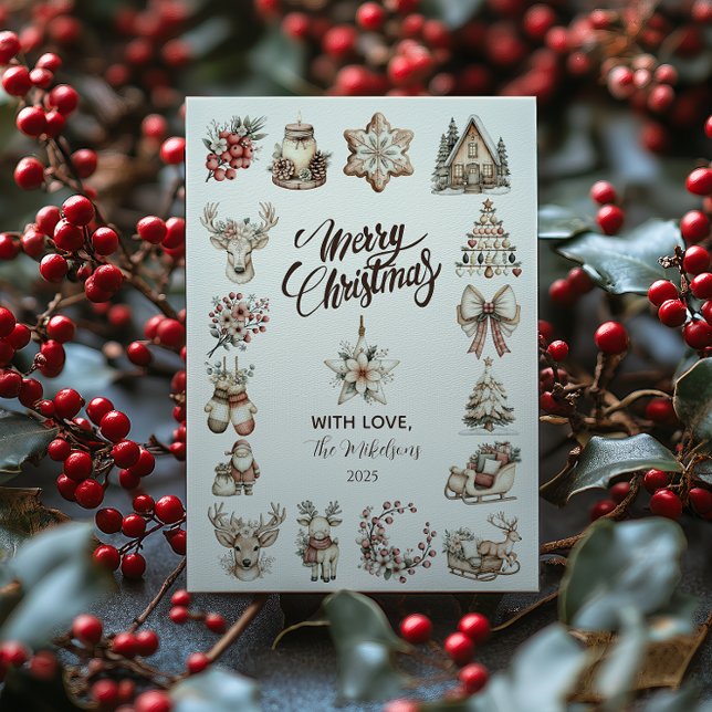 Cartes Pour Fêtes Annuelles Rustic Neutral Christmas (Créateur téléchargé)