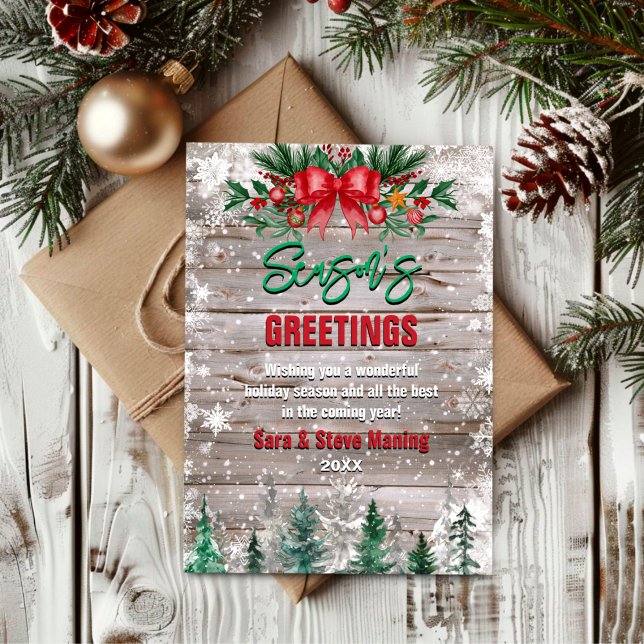 Cartes Pour Fêtes Annuelles Rustic Pays arc rouge cravate Noël de Noël (Créateur téléchargé)