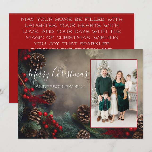 Cartes Pour Fêtes Annuelles Rustic Pinecone Christmas Card  (Devant / Derrière)