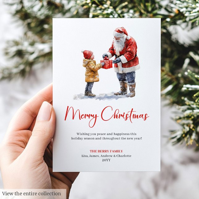 Cartes Pour Fêtes Annuelles Rustic Santa Claus Traditional Merry Christmas  (Rustic Santa Claus Traditional Merry Christmas Card)