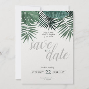 Cartes Pour Fêtes Annuelles Rustic Tropical Enregistrer la Date, aquarelle.