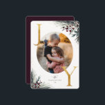 Cartes Pour Fêtes Annuelles Rustic Winter Boughs Golden Joy Photo Holiday Card<br><div class="desc">Rustique aquarelle bois d'hiver boughs et baies,  fausse feuille d'or,  famille 2 carte de vacances photo.</div>