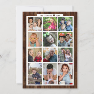 Cartes Pour Fêtes Annuelles Rustic Wood 13 Photo Collage Famille Année En Revu
