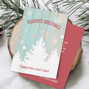 Cartes Pour Fêtes Annuelles Rustic Wood Tree Saison's Greeting Business