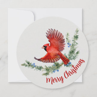 Cartes Pour Fêtes Annuelles Rustique Aquarelle Oiseau Rouge Cardinal Noël