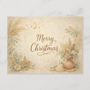 Cartes Pour Fêtes Annuelles Rustique Bohème Fleurie Neutre Joyeux Noël