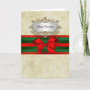 Cartes Pour Fêtes Annuelles Rustique détendu 2, Rouge et Vert Ruban Noël