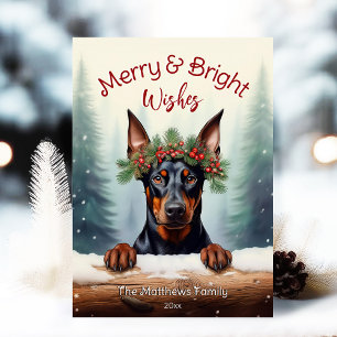 Cartes Pour Fêtes Annuelles Rustique Doberman Pinscher Christmas Portrait anim