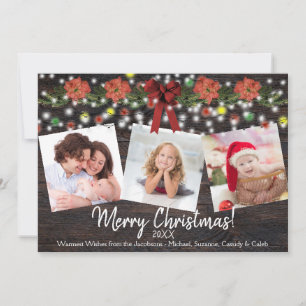 Cartes Pour Fêtes Annuelles Rustique Grange Bois et lumières 3 Photo Noël