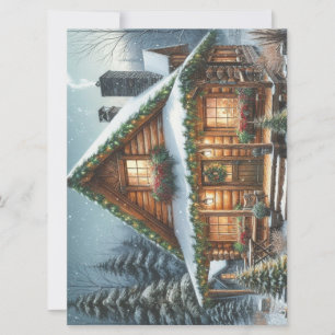 Cartes Pour Fêtes Annuelles Rustique hiver/Noël cabine enneigé