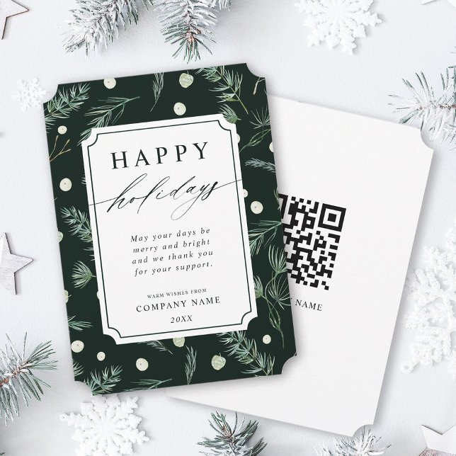 Cartes Pour Fêtes Annuelles Rustique hiver verdure QR Code Entreprise (Créateur téléchargé)