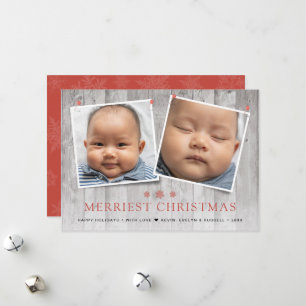 Cartes Pour Fêtes Annuelles Rustique Joyeux Noël 2 Photos