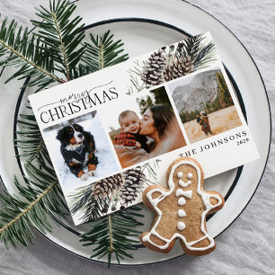 Cartes Pour Fêtes Annuelles Rustique Joyeux Noël hiver Pinecone Botanique