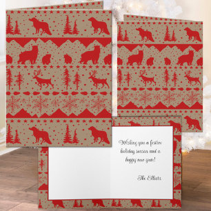 Cartes Pour Fêtes Annuelles Rustique Kraft Nordic Sweater Red Winter Animaux