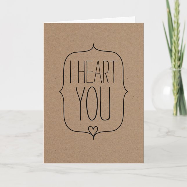 Cartes Pour Fêtes Annuelles Rustique Kraft Papier mignon Coeur Valentines Day (Devant)