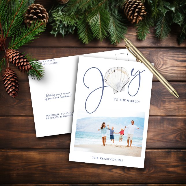 Cartes Pour Fêtes Annuelles Rustique Nautique Noël Joie de vacances Photo (Rustic Nautical Christmas Joy Holiday Photo Card)
