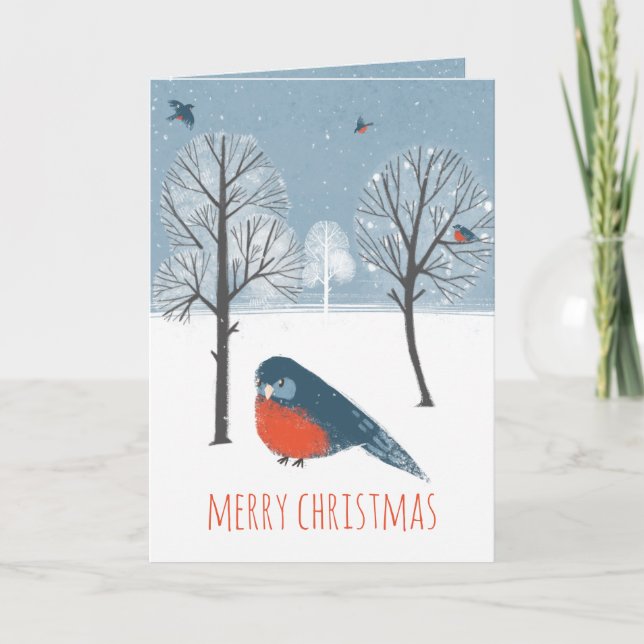 Cartes Pour Fêtes Annuelles Rustique Nordic Ouest Bluebird Hiver (Devant)