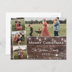 Cartes Pour Fêtes Annuelles Rustique Pays Chaîne en Bois Lumières Mason Jarres