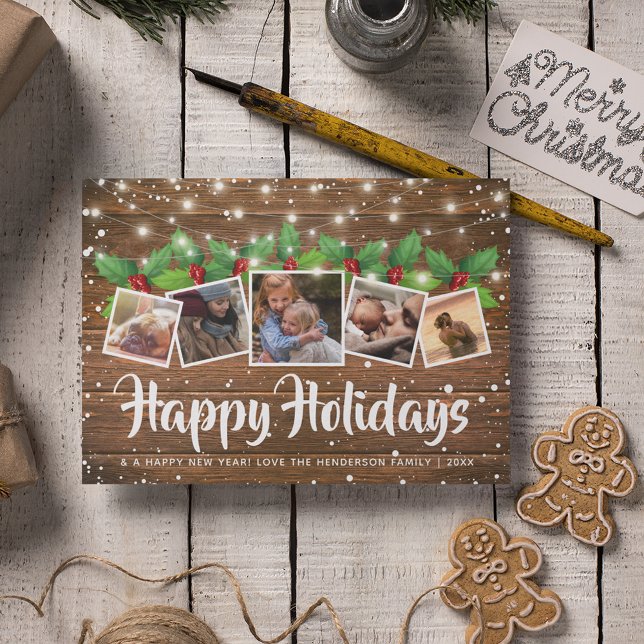 Cartes Pour Fêtes Annuelles Rustique Pays Hiver Joyeux vacances Photo (Créateur téléchargé)