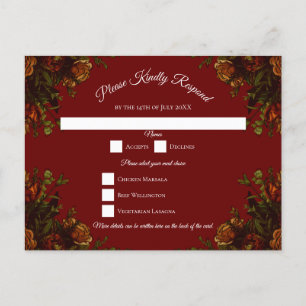 Cartes Pour Fêtes Annuelles Rustique Red Fall Élégant Mariage gothique