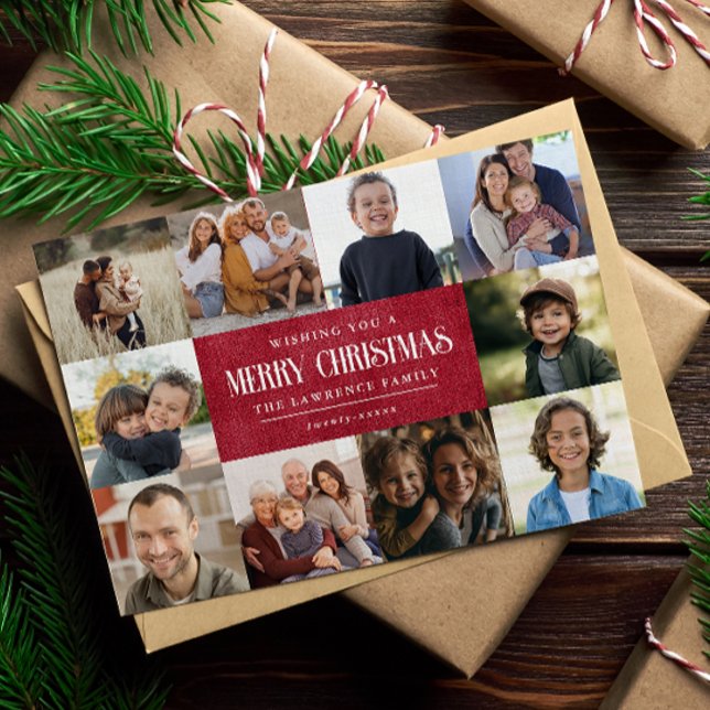 Cartes Pour Fêtes Annuelles Rustique Rouge hiver Noël 10 Photos Collage (Créateur téléchargé)