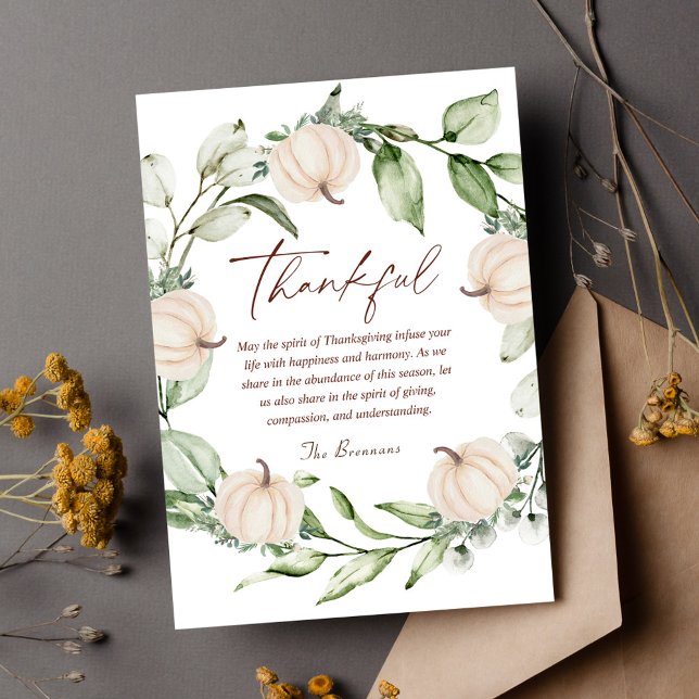 Cartes Pour Fêtes Annuelles Rustique Thanksgiving Automne Citrouille Wreath Ve (Rustic Thanksgiving Fall Pumpkin Wreath Greenery Holiday Card)