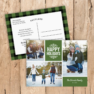 Cartes Pour Fêtes Annuelles Rustique Vert Joyeuses Fêtes 3 Collage Photo