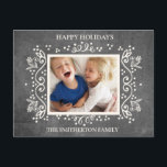 Cartes Pour Fêtes Annuelles Rustique Vintage Chalkboard photo Joyeux jours fér<br><div class="desc">Carton vintage rustique "Joyeux Fêtes" (ou tout salut que vous voudriez) carte de voeux photo de famille personnalisée avec une photo préférée et votre nom de famille.</div>