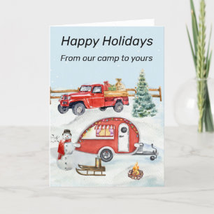 Cartes Pour Fêtes Annuelles RV Camping Camper Neige hiver Noël